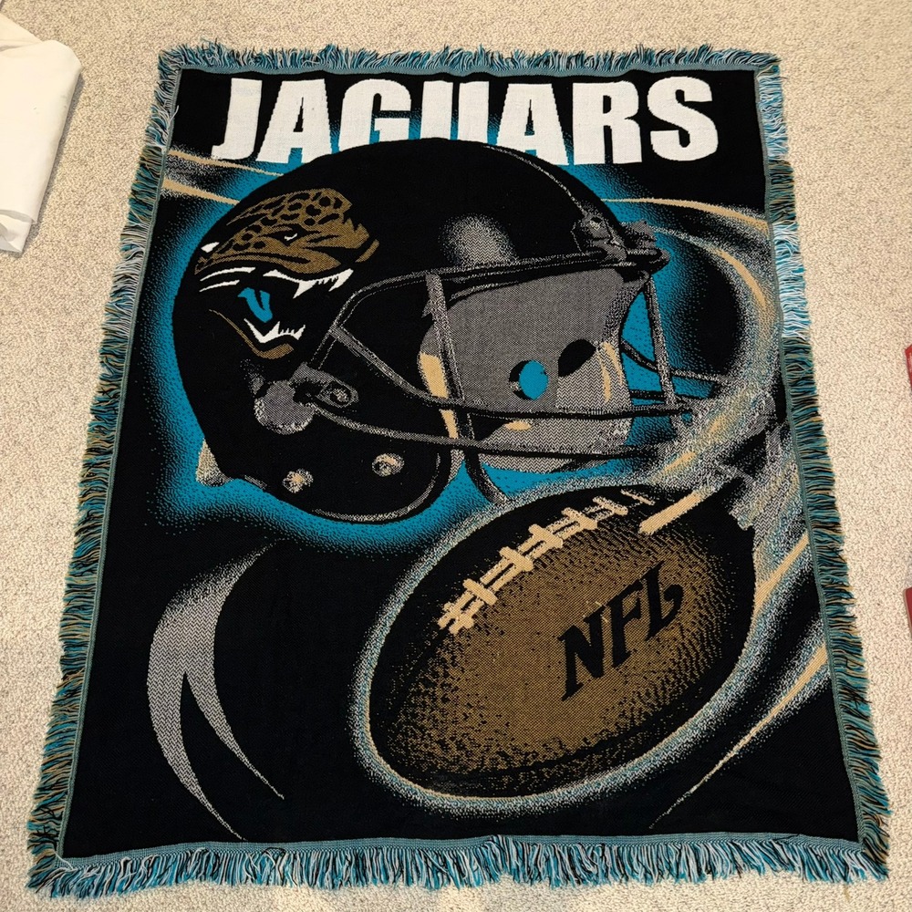 Jacksonville Jaguars NFL Woven Tapestry Throw Blanket Northwest Co 48x60 USA
